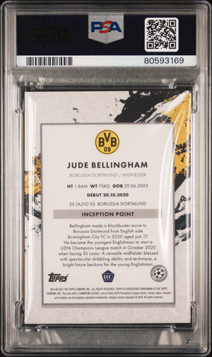 2020 Topps Inception UCL Jude Bellingham RC Rookie Emerging Stars Green PSA 9 
