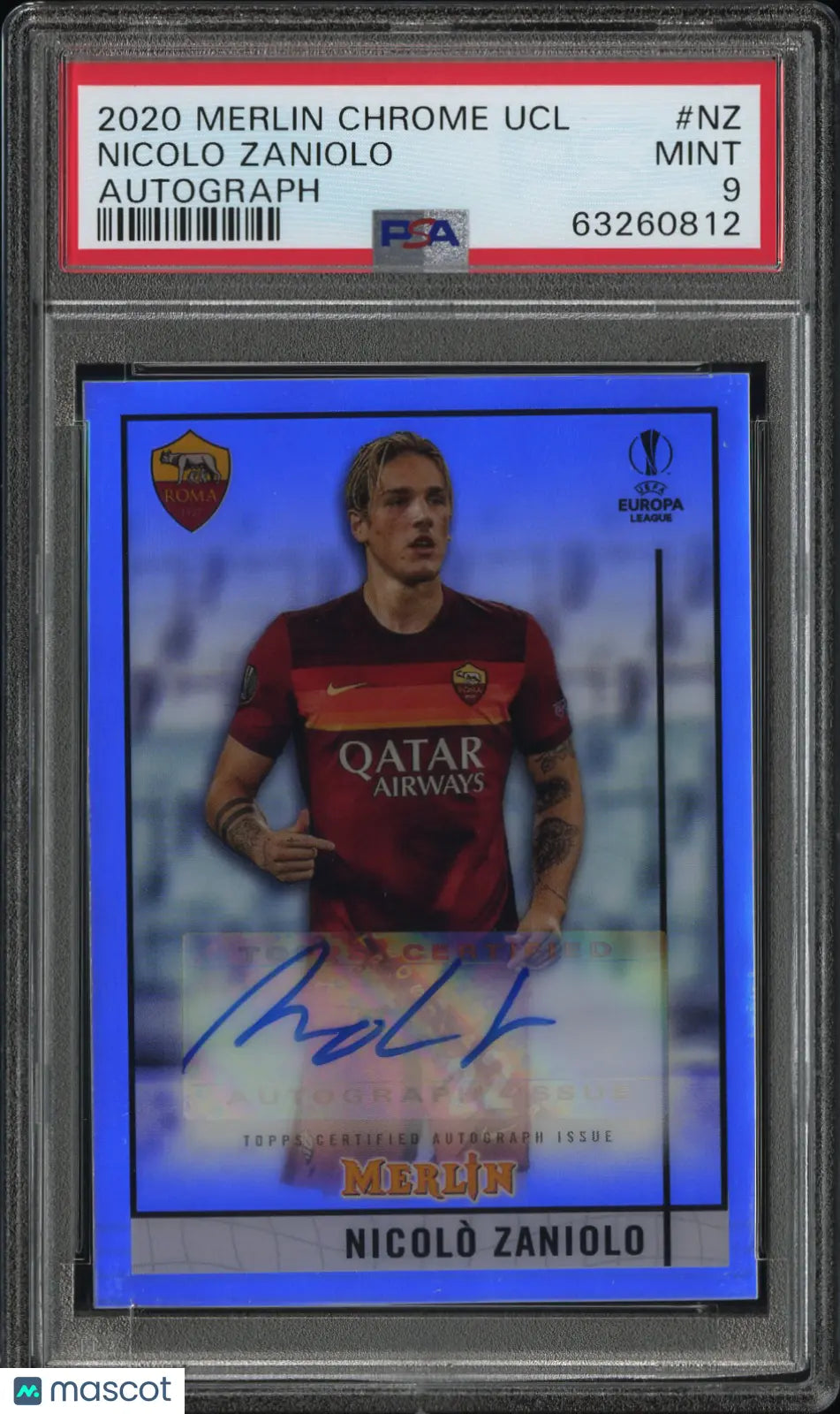 2020 Topps Merlin Chrome UEFA CL Autographs Auto Nicolo Zaniolo PSA 9 