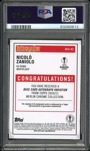2020 Topps Merlin Chrome UEFA CL Autographs Auto Nicolo Zaniolo PSA 9 