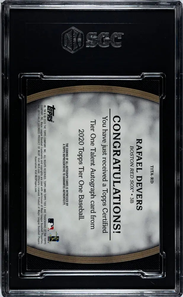 2020 Topps Tier One Rafael Devers Talent Autograph Silver Ink SGC 9.5 /10 