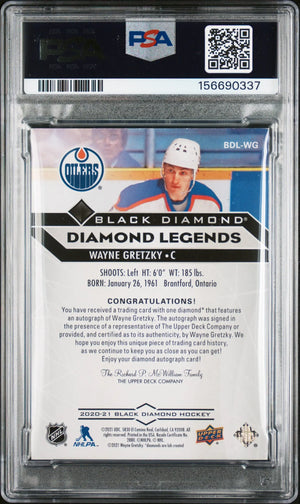 2020 UD Black Diamond Diamond Legends Wayne Gretzky Autograph Auto /10 PSA Auth 