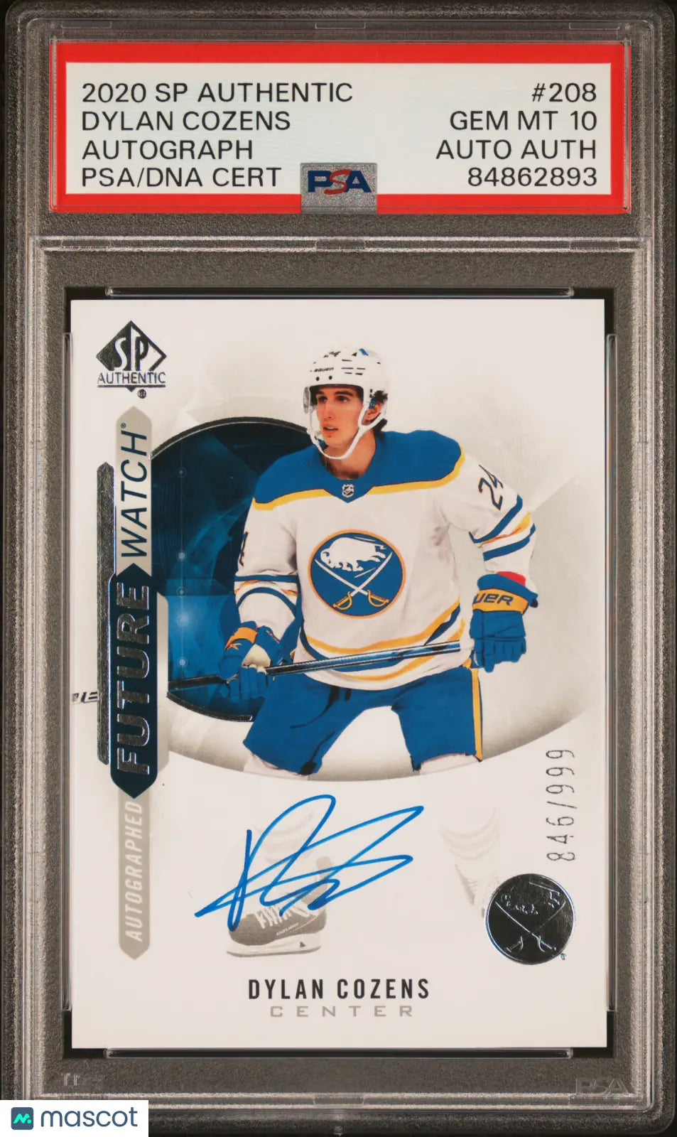 2020 UD SP Authentic Dylan Cozens RC Future Watch Autograph PSA 10 /999 
