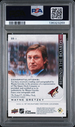 2020 UD SP Signature Legends Behind The Boards Wayne Gretzky Auto /49 PSA 8 