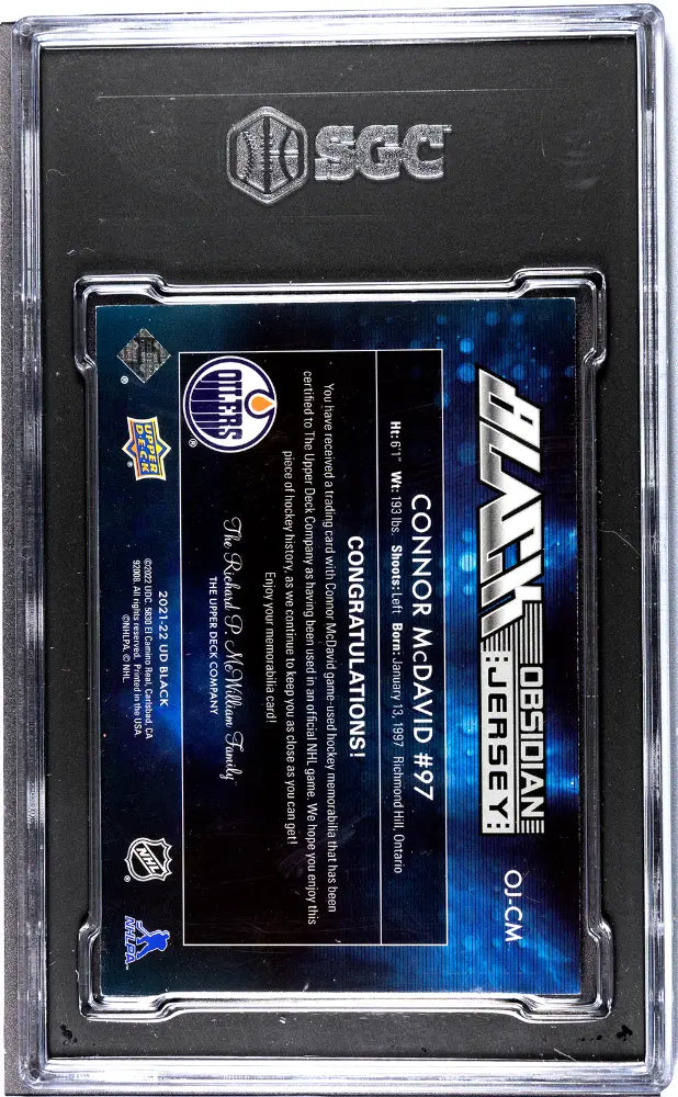 2020 UD The Cup Chemical Composition Patch Autograph Connor McDavid /15 SGC 8 