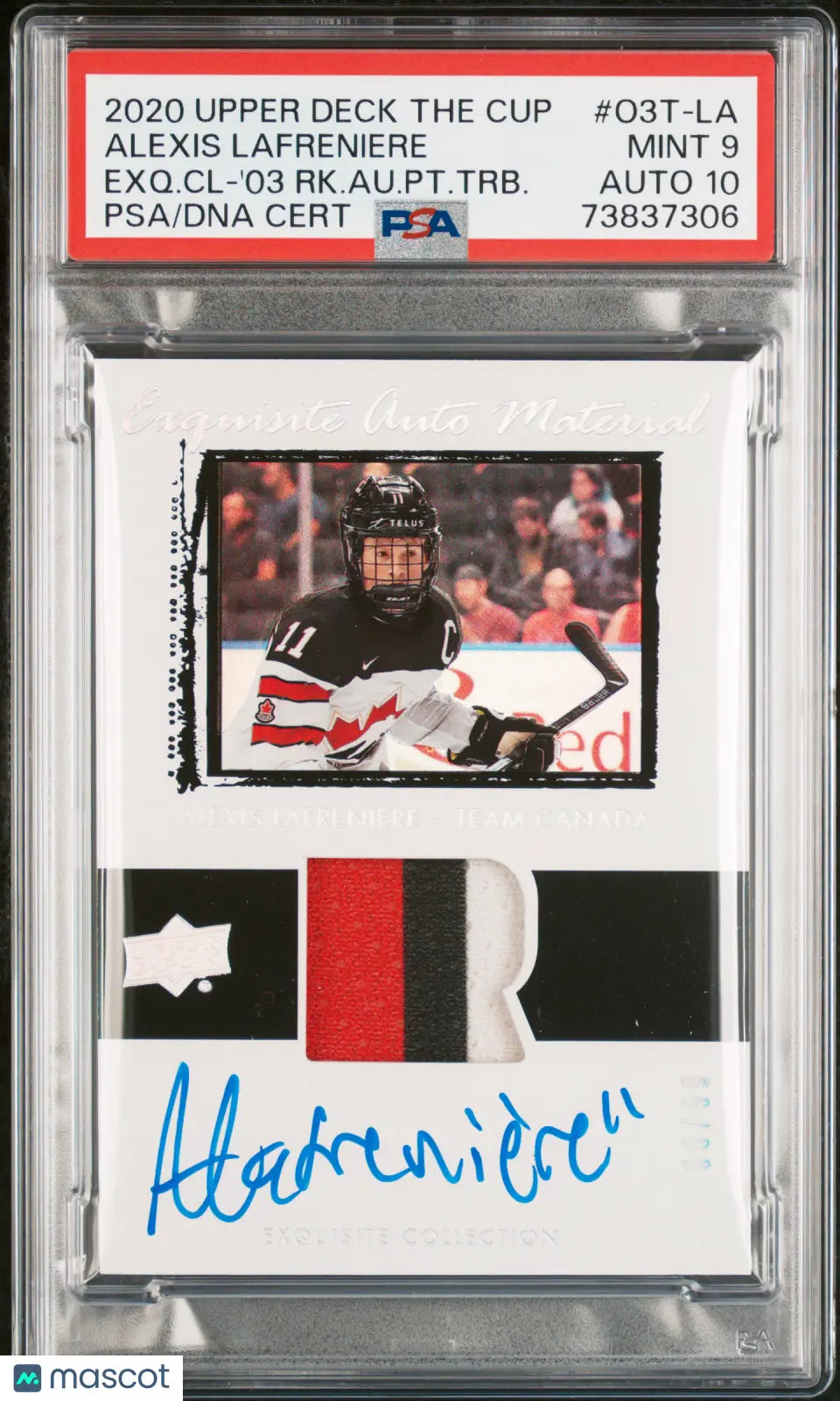 2020 UD The Cup Exquisite Col. Rookie Patch Auto Alexis Lafreniere PSA 9 /99 