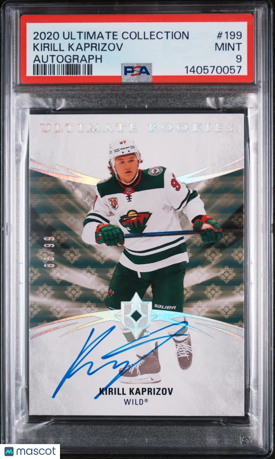 2020 UD Ultimate Collection Rookie Kirill Kaprizov Autograph Auto RC /99 PSA 9 