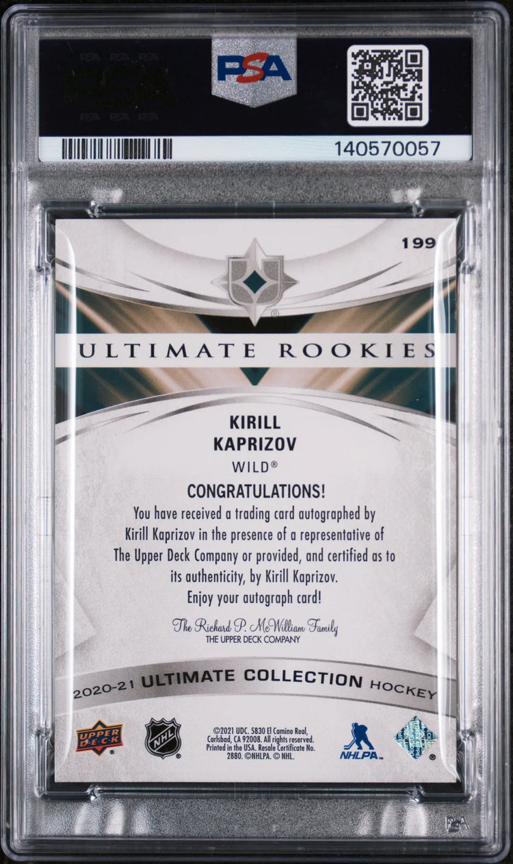 2020 UD Ultimate Collection Rookie Kirill Kaprizov Autograph Auto RC /99 PSA 9 