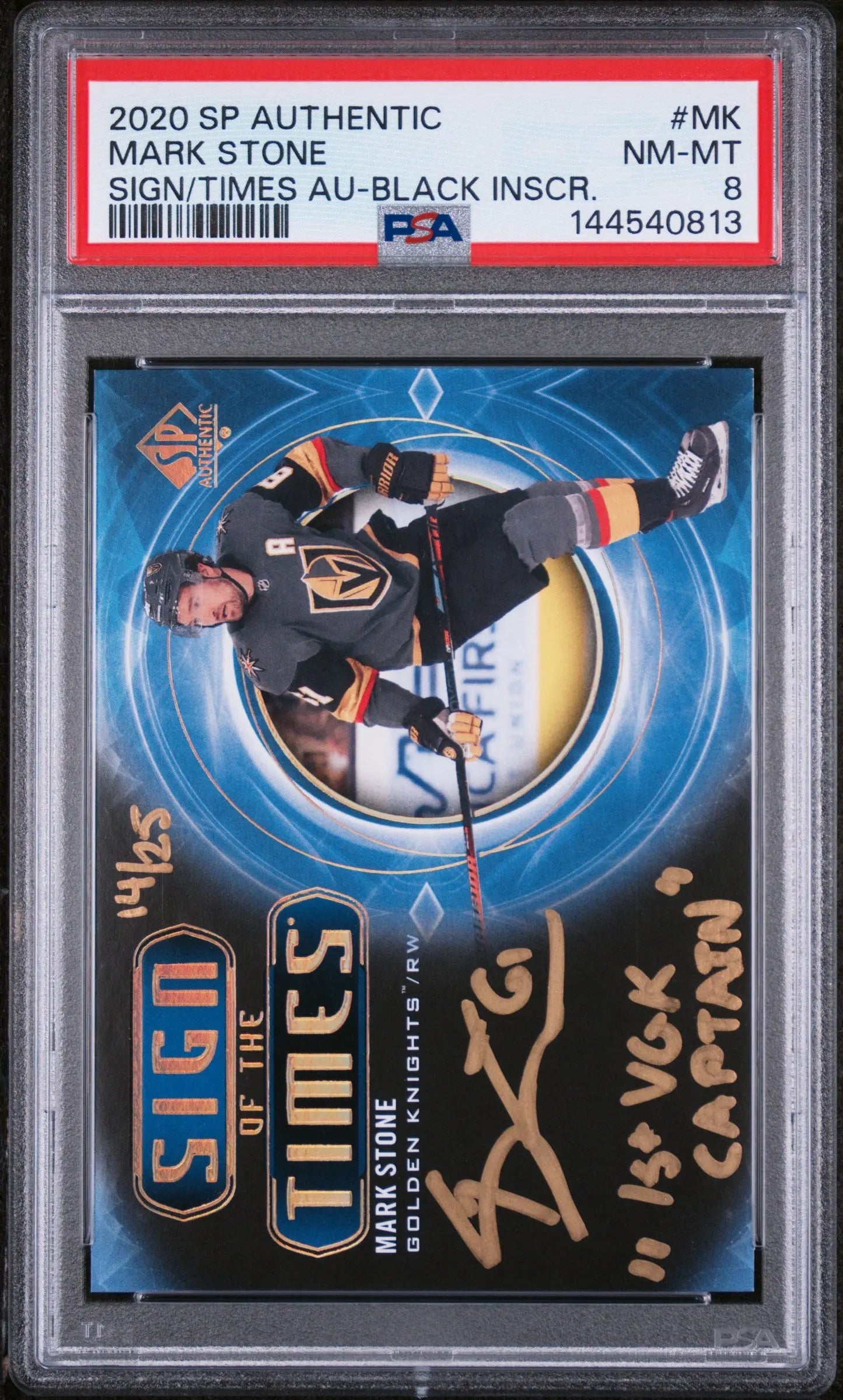 2020 Upper Deck SP Authentic Sign Of The Times Black Auto Mark Stone /25 PSA 8 