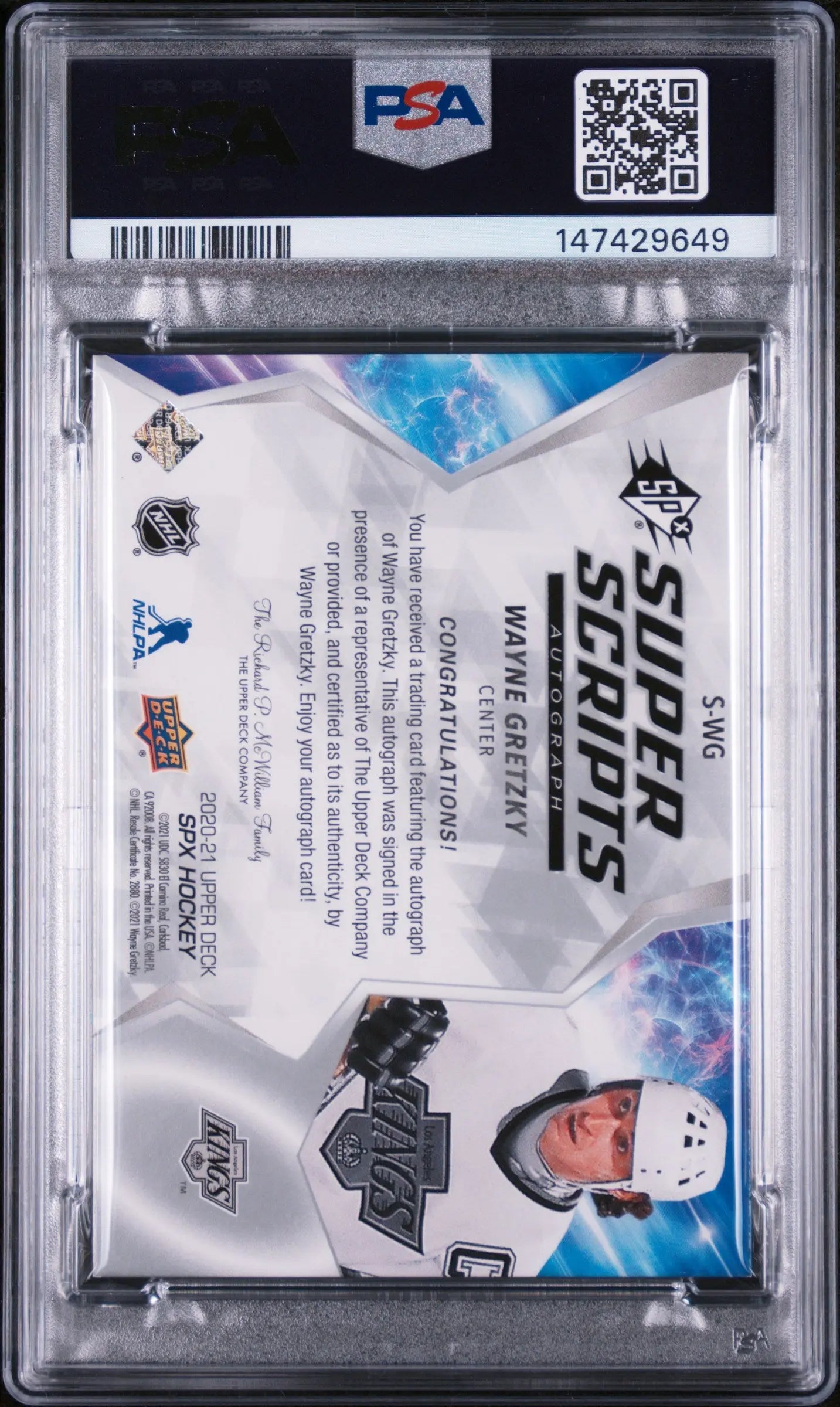 2020 Upper Deck SPX Super Scripts Autograph Wayne Gretzky Auto PSA Auth Auto 10 