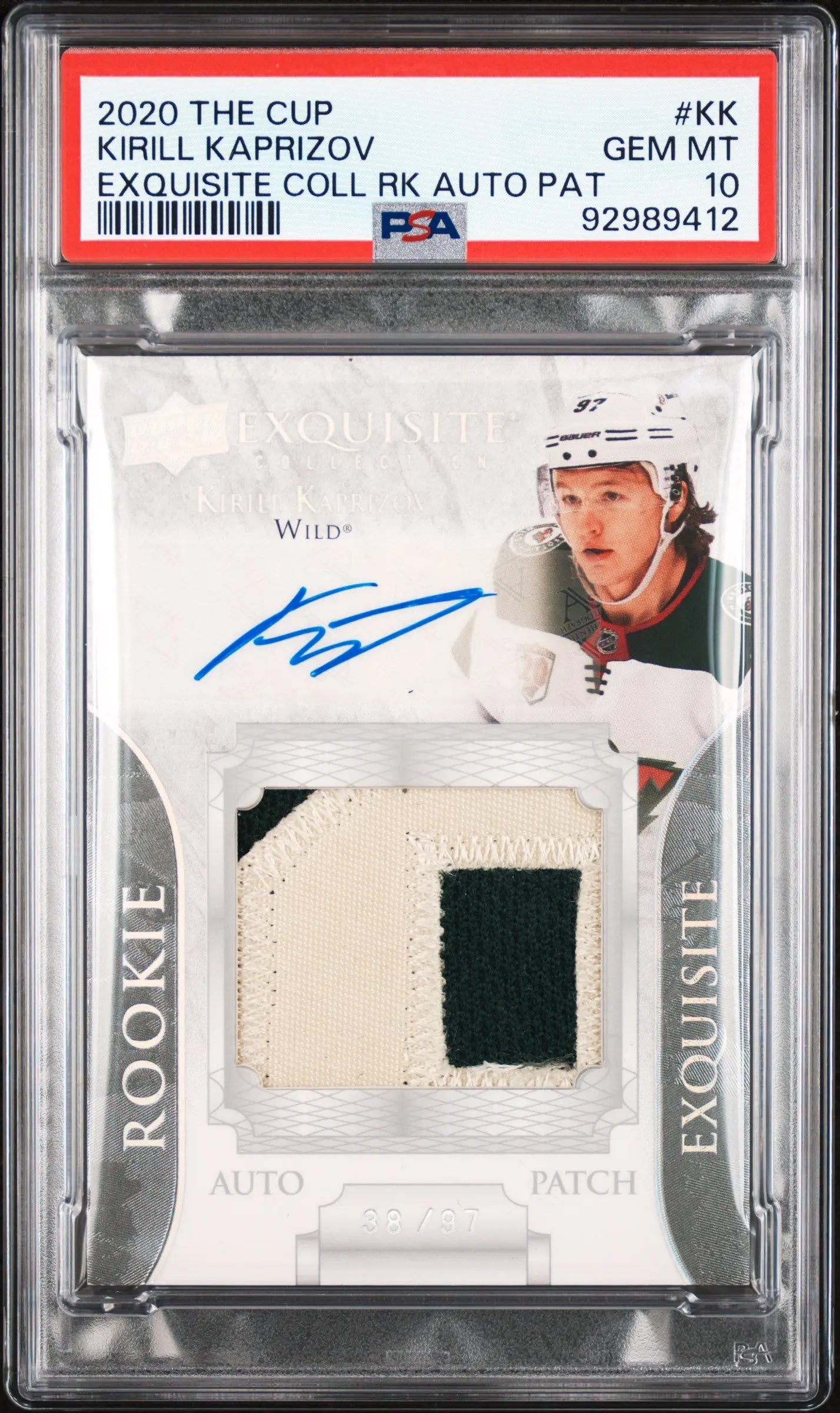 2020 Upper Deck The Cup Exquisite Rookie Patch Auto Kirill Kaprizov /97 PSA 10 