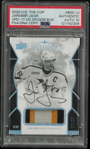 2020 Upper Deck The Cup Update Jaromir Jagr UD Splendor B W PSA Authentic /27 