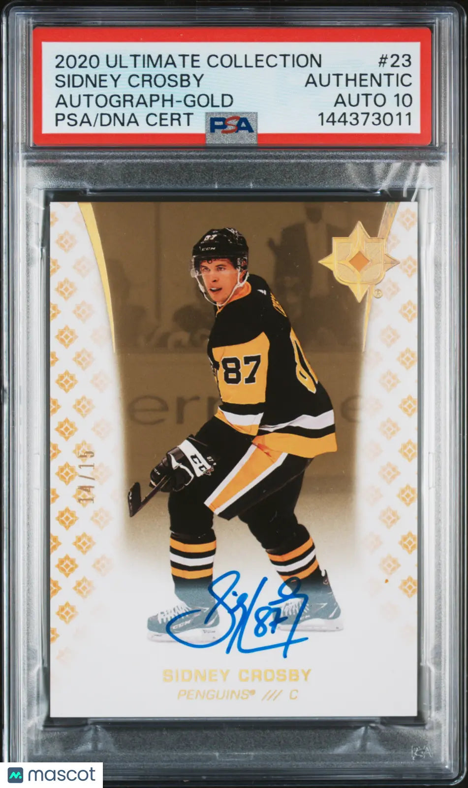 2020 Upper Deck Ultimate Collection Sidney Crosby Autograph Gold PSA Auth Auto10 