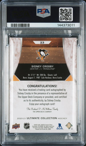 2020 Upper Deck Ultimate Collection Sidney Crosby Autograph Gold PSA Auth Auto10 