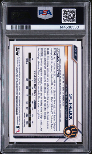 2021 1st Bowman Chrome Draft Sal Frelick RC Rookie Red Refractor /5 PSA 10 