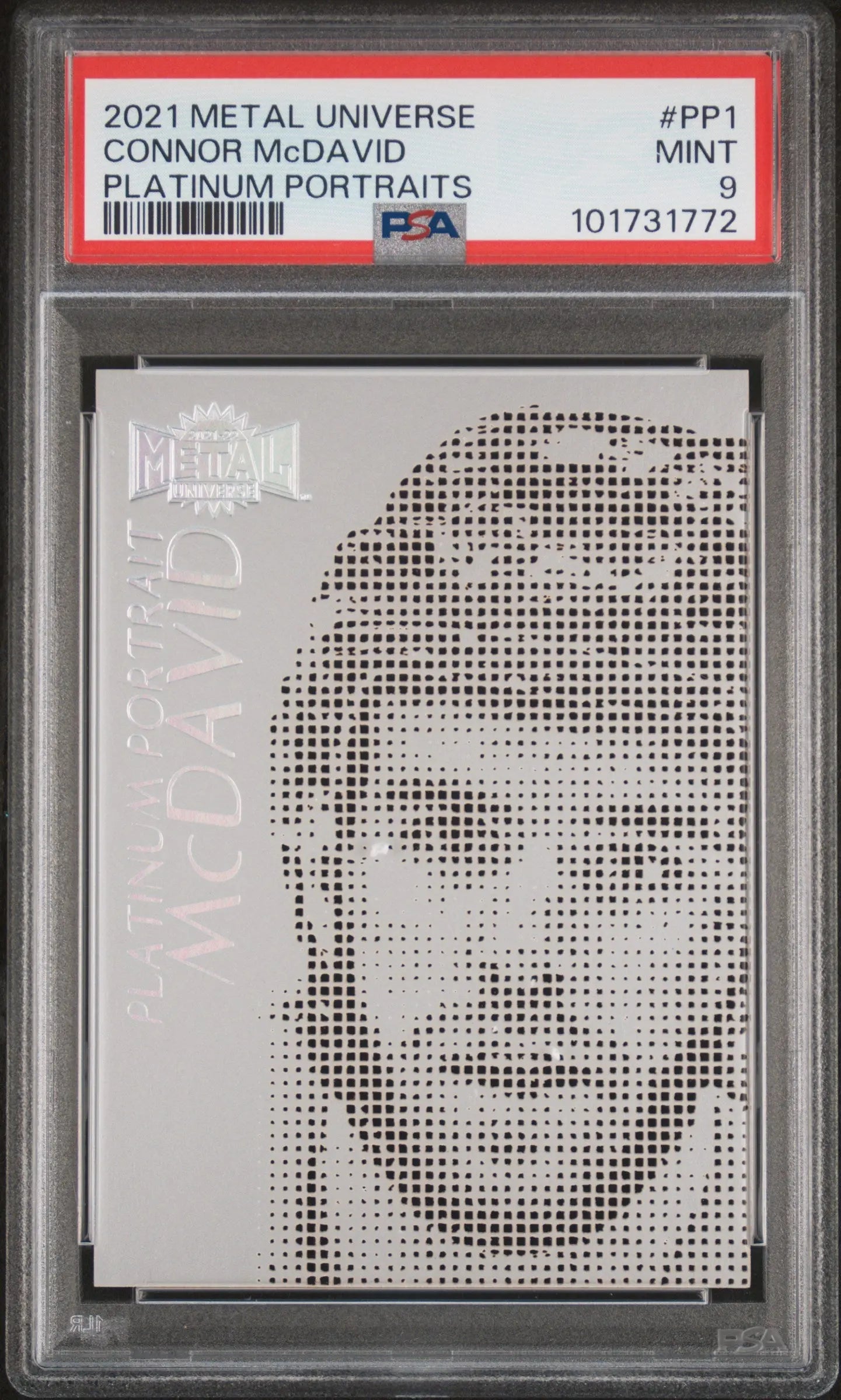 2021-2022 Skybox Metal Universe Platinum Portraits Connor McDavid PSA 9 