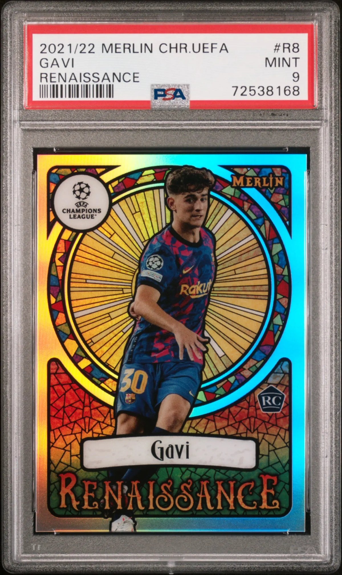 2021-2022 Topps Merlin Chrome UCL Renaissance Rookie Gavi RC PSA 9 