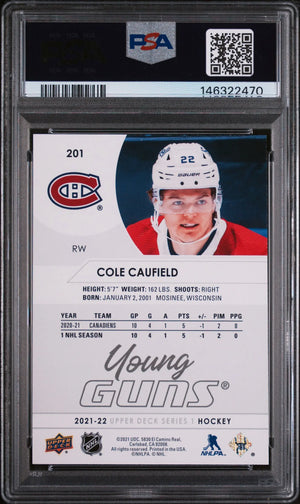 2021-2022 Upper Deck Cole Caufield #201 PSA 10 