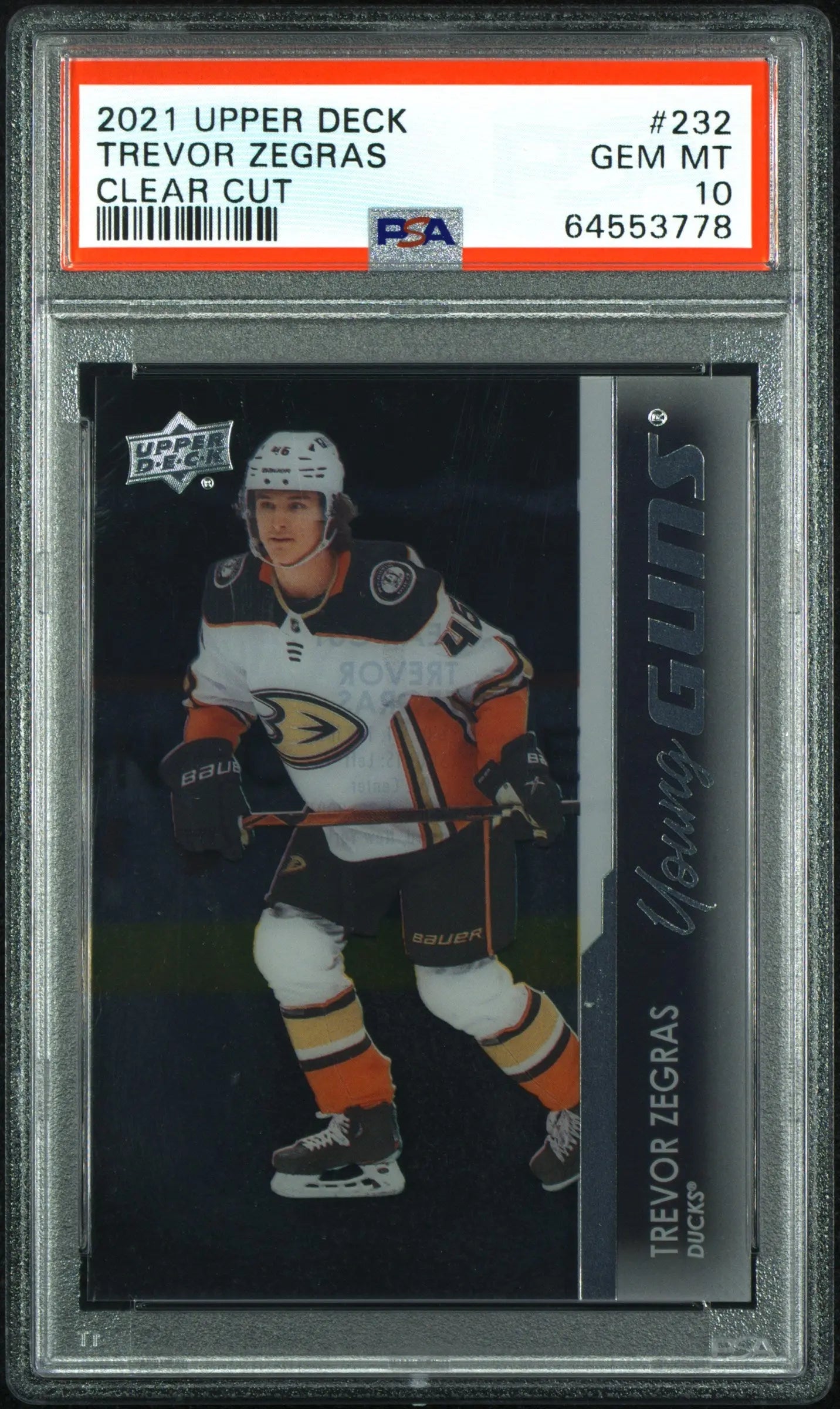 2021-2022 Upper Deck Series 1 Young Guns Rookie Trevor Zegras Clear Cut PSA 10 