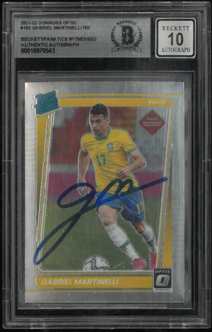 2021-22 Donruss Optic Soccer Gabriel Martinelli Rated Rookie In Person Auto BGS Authentic 