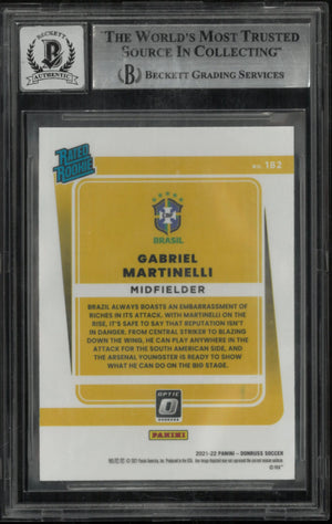 2021-22 Donruss Optic Soccer Gabriel Martinelli Rated Rookie In Person Auto BGS Authentic 