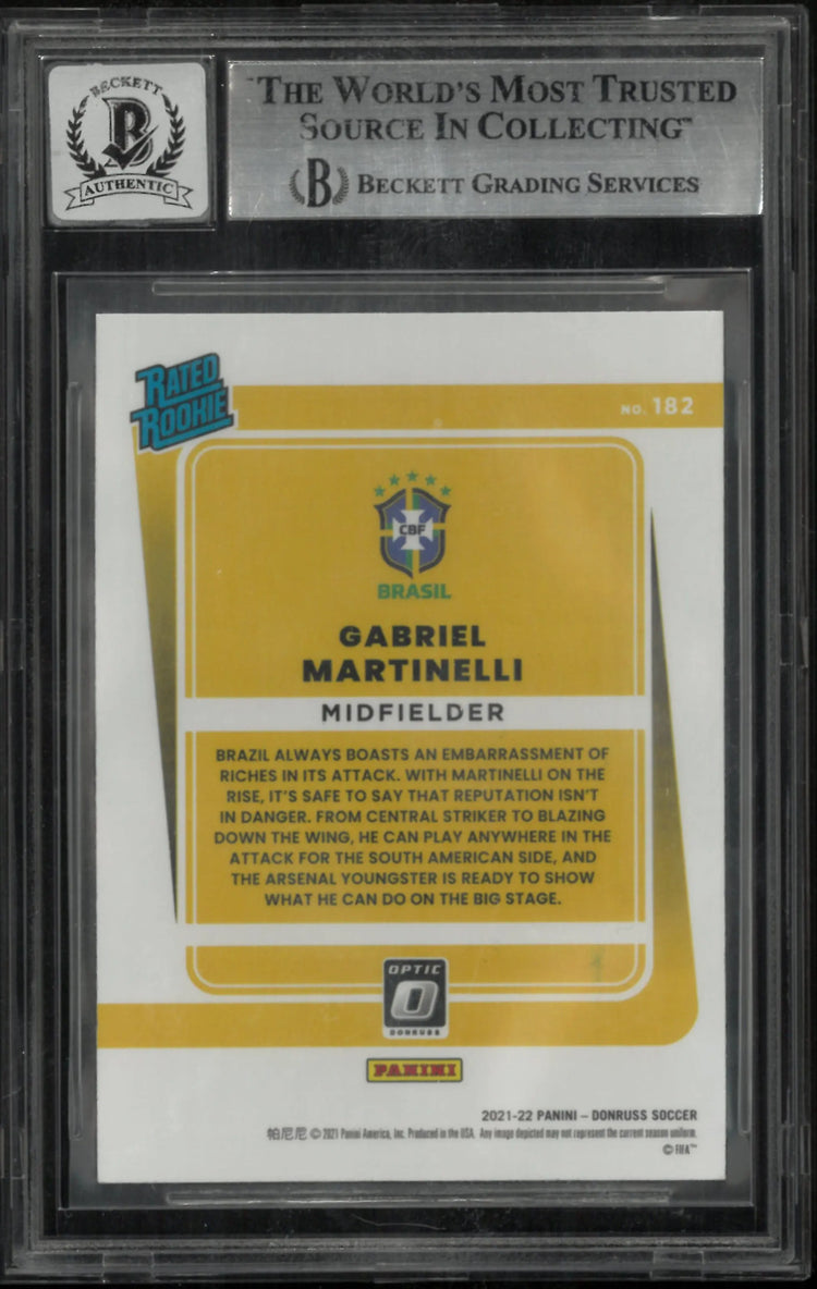 2021-22 Donruss Optic Soccer Gabriel Martinelli Rated Rookie In Person Auto BGS Authentic 