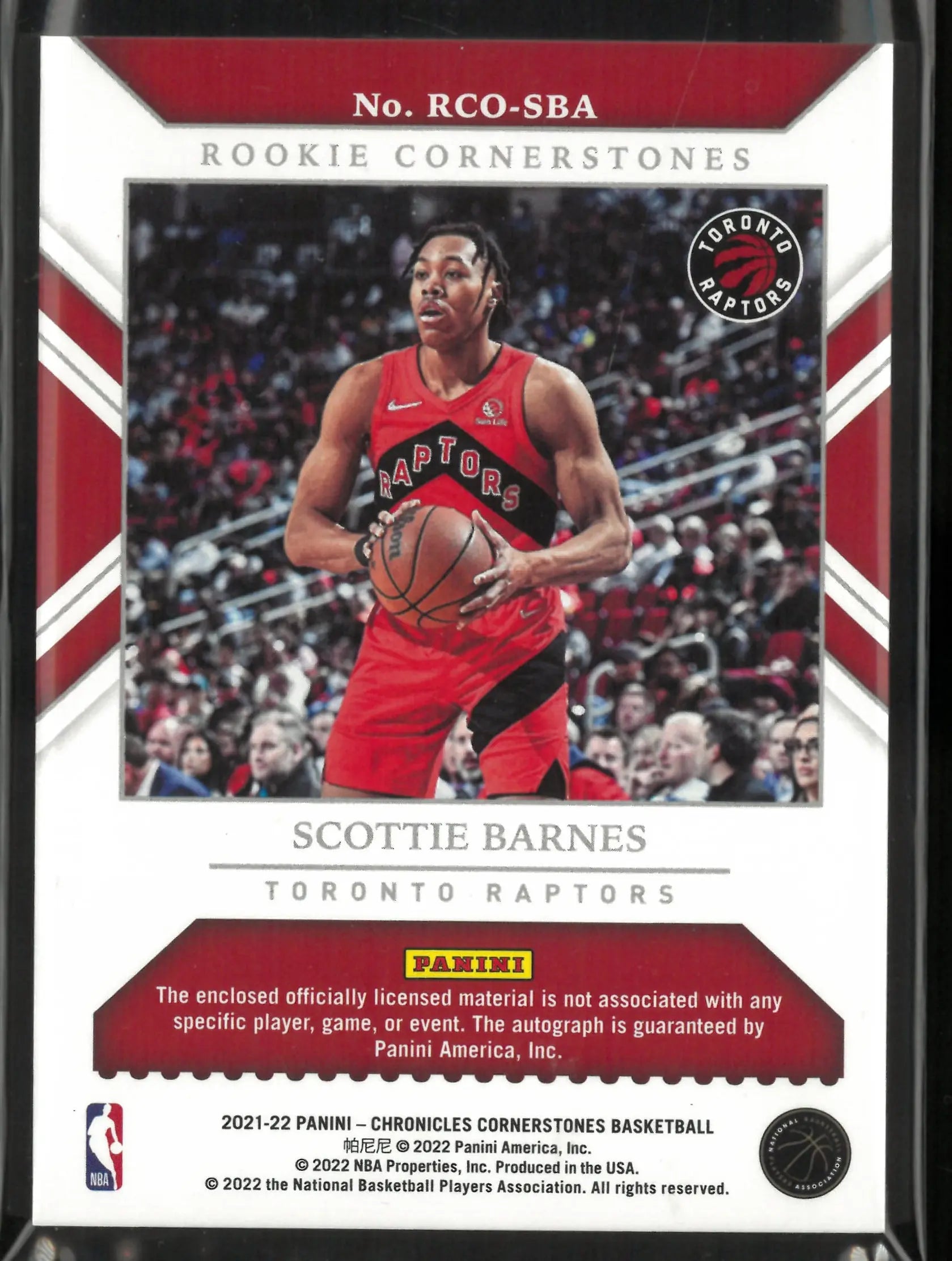 2021-22 Panini Chronicles Cornerstone Rookie Patch Autograph Scottie Barnes Auto 