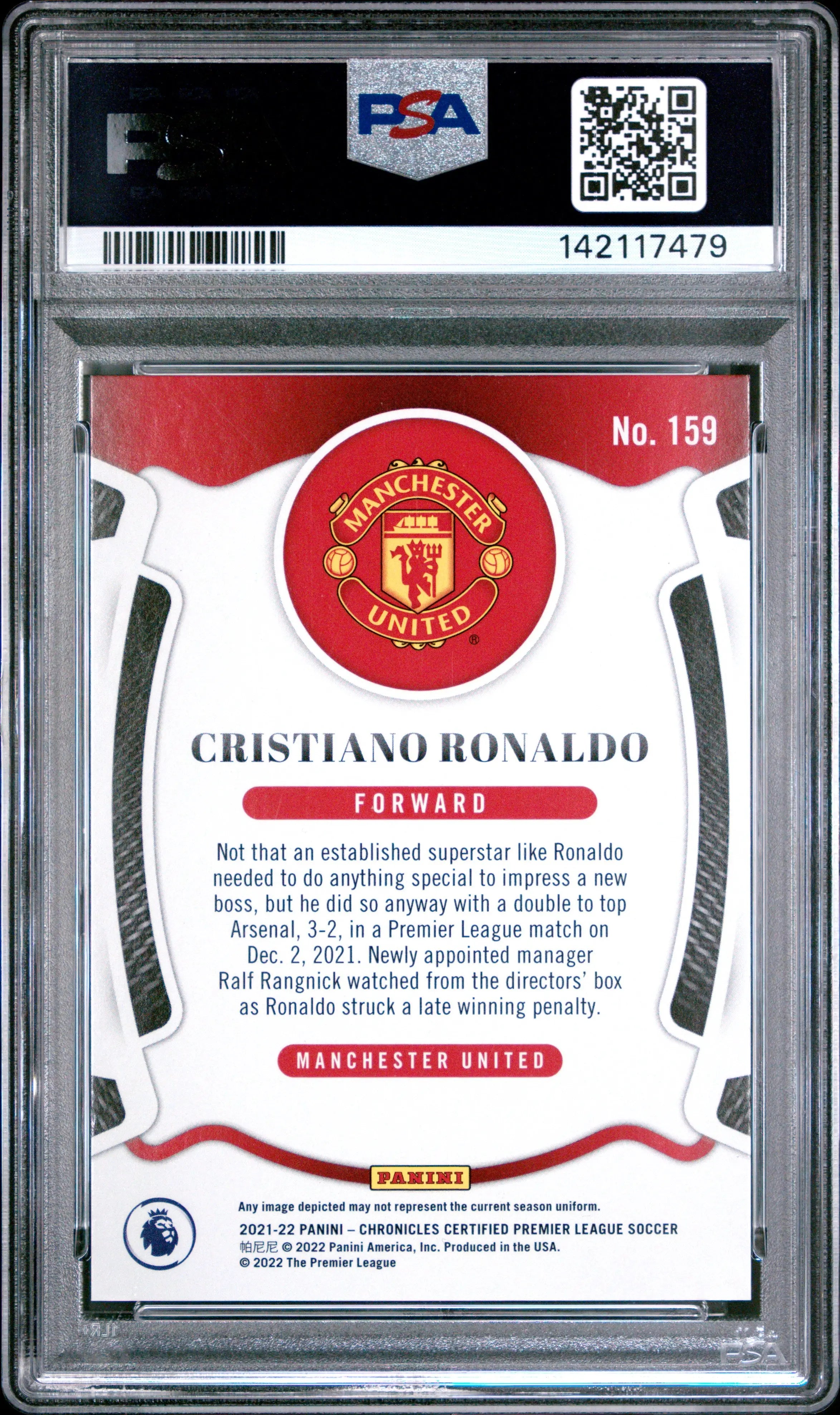 2021-22 Panini Chronicles Cristiano Ronaldo Crafted LG Cracked Ice 1/23 PSA 9 