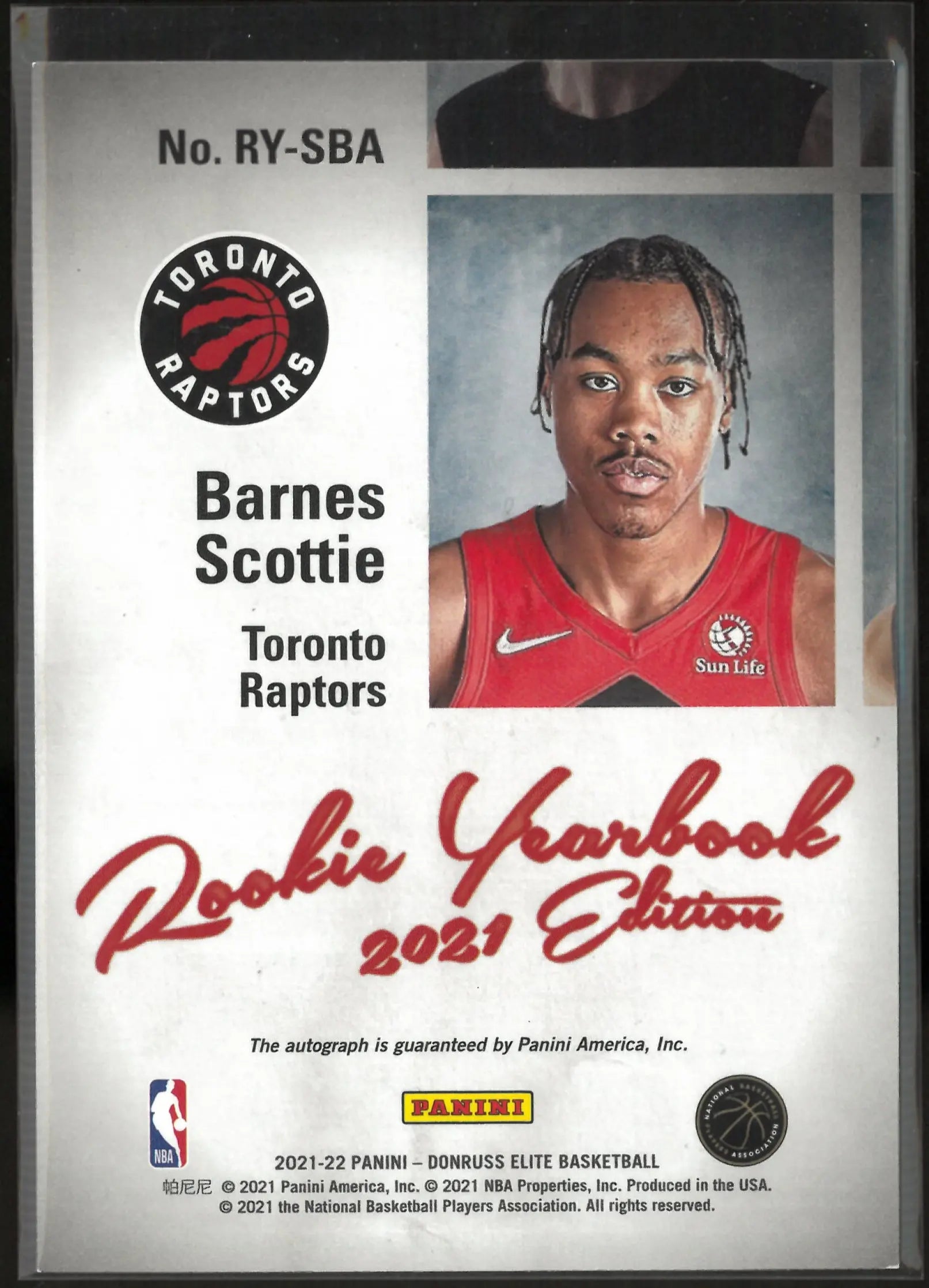 2021-22 Panini Donruss Elite Rookie Yearbook Edition Scottie Barnes Autograph RC 