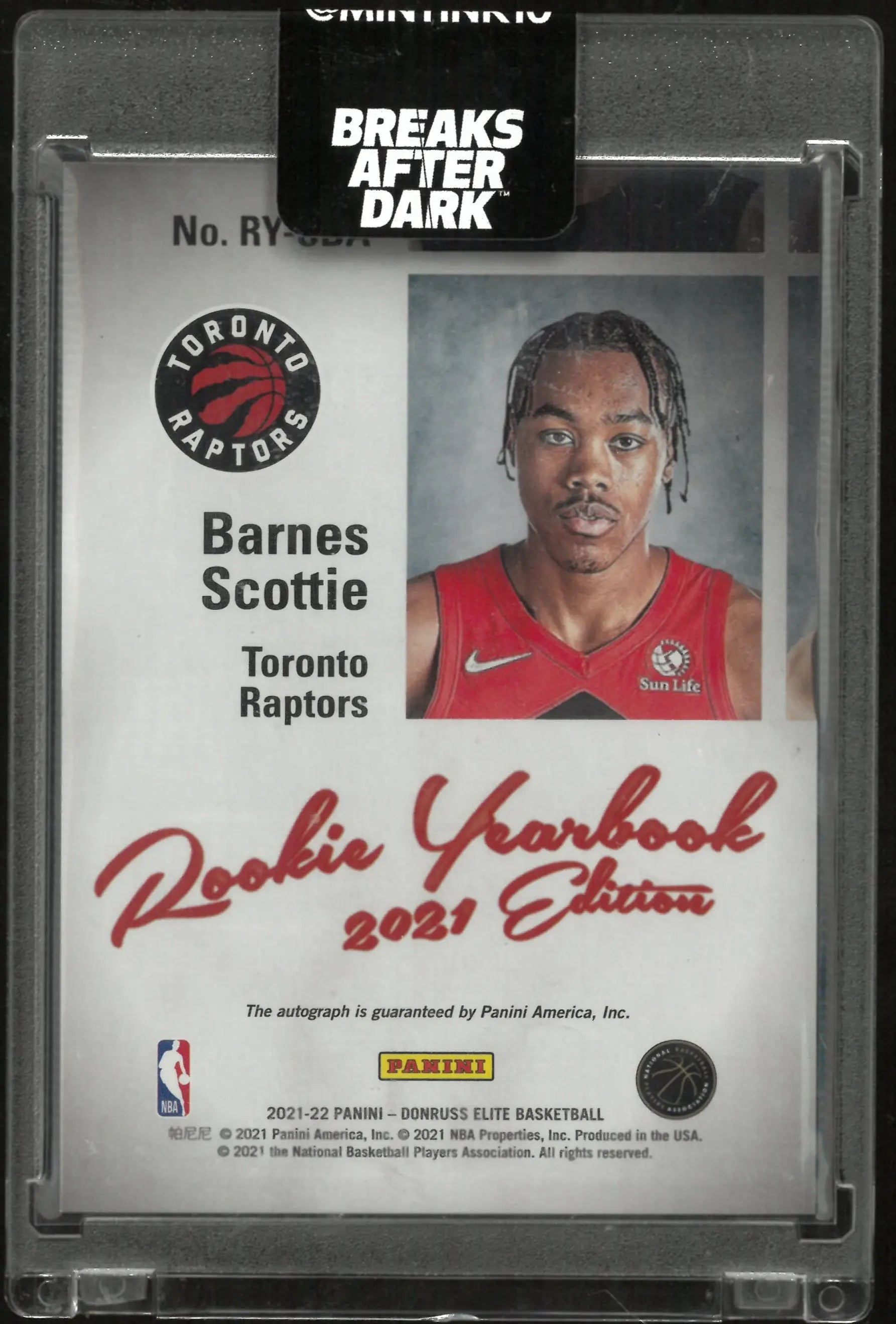 2021-22 Panini Donruss Elite Rookie Yearbook Scottie Barnes RC Autograph 
