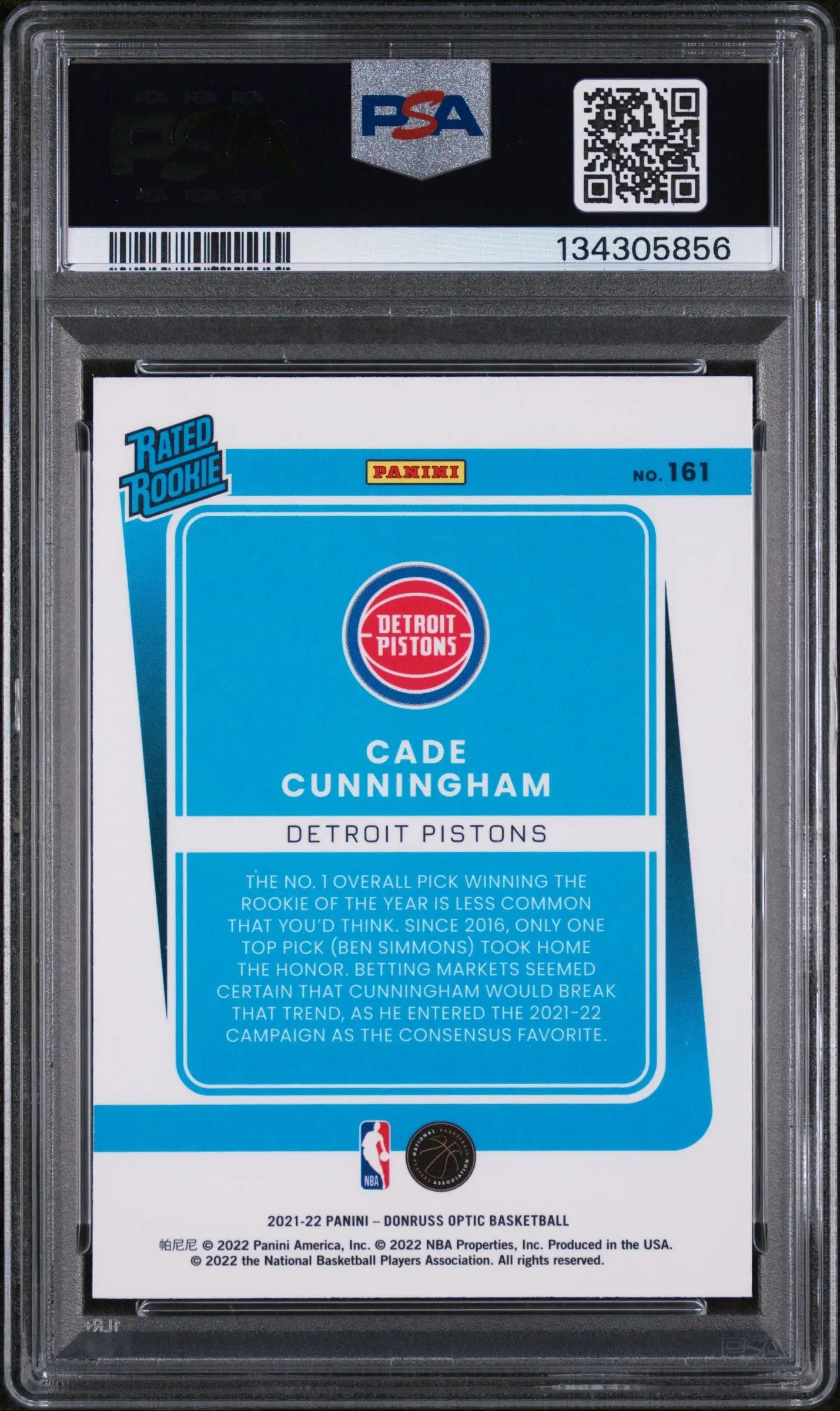 2021-22 Panini Donruss Optic Rated Rookie Cade Cunningham #161 PSA 10 