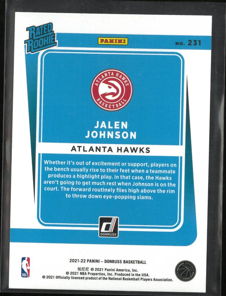 2021-22 Panini Donruss Rated Rookie Jalen Johnson Red Choice /99 