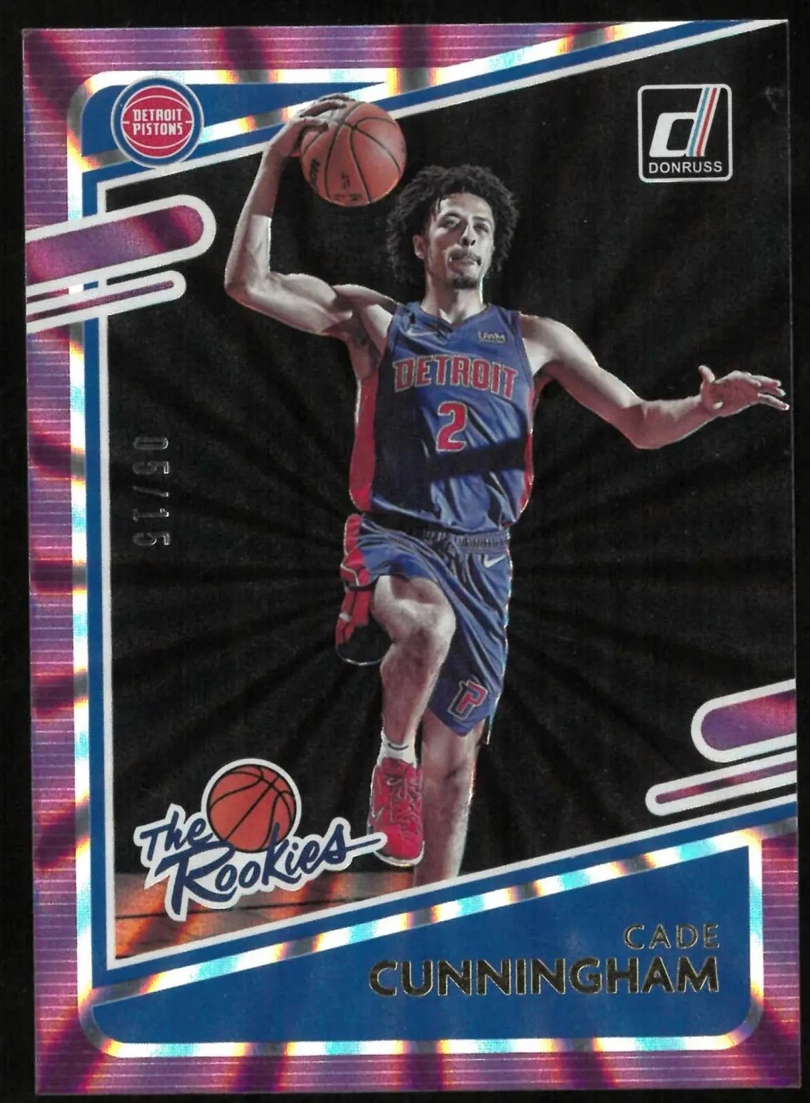 2021-22 Panini Donruss The Rookies Cade Cunningham Holo Purple Laser /15 RC 