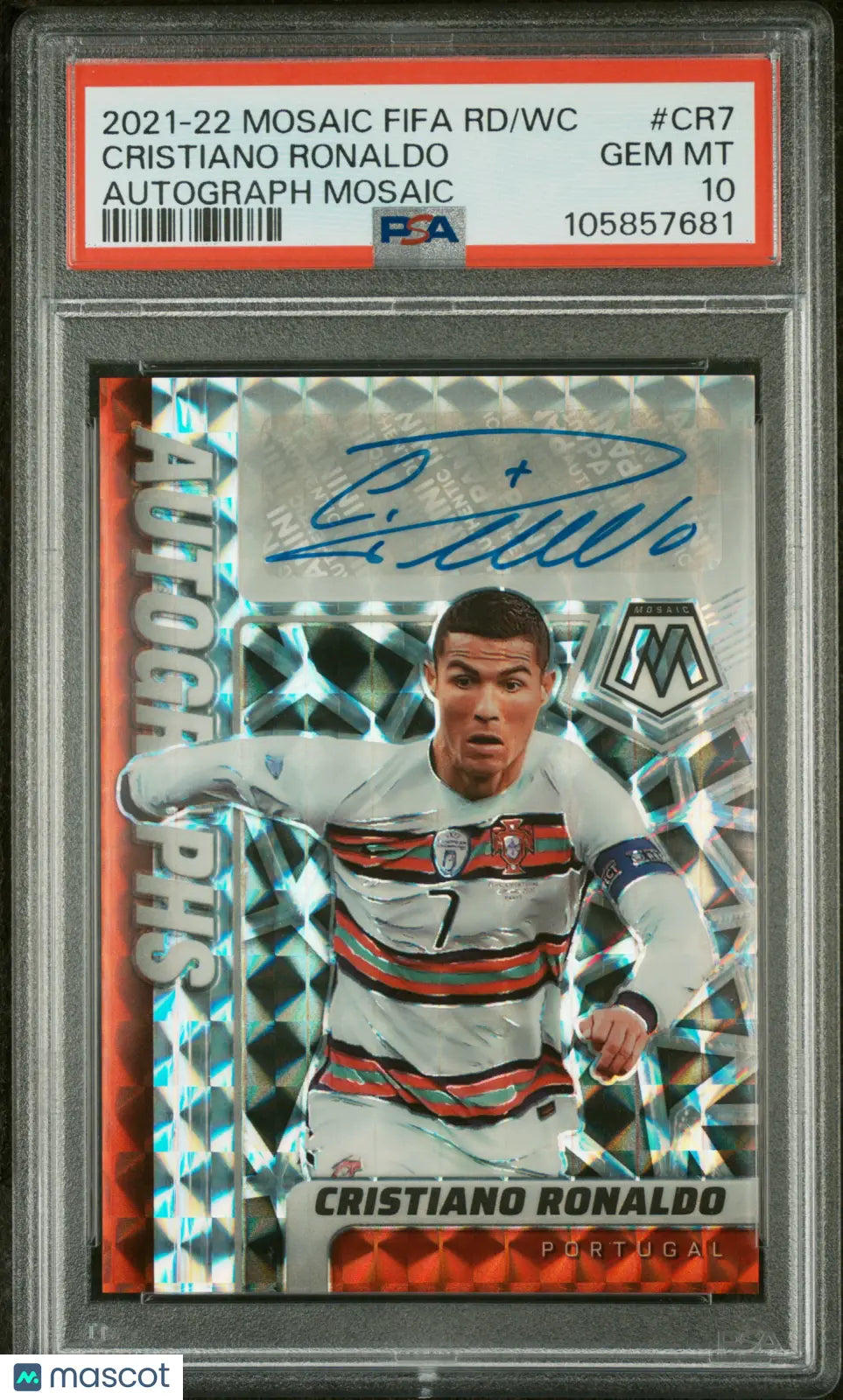 2021-22 Panini Mosaic FIFA Road To World Cup Autographs Cristiano Ronaldo PSA 10 