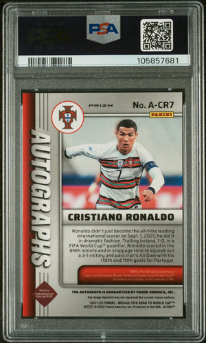2021-22 Panini Mosaic FIFA Road To World Cup Autographs Cristiano Ronaldo PSA 10 