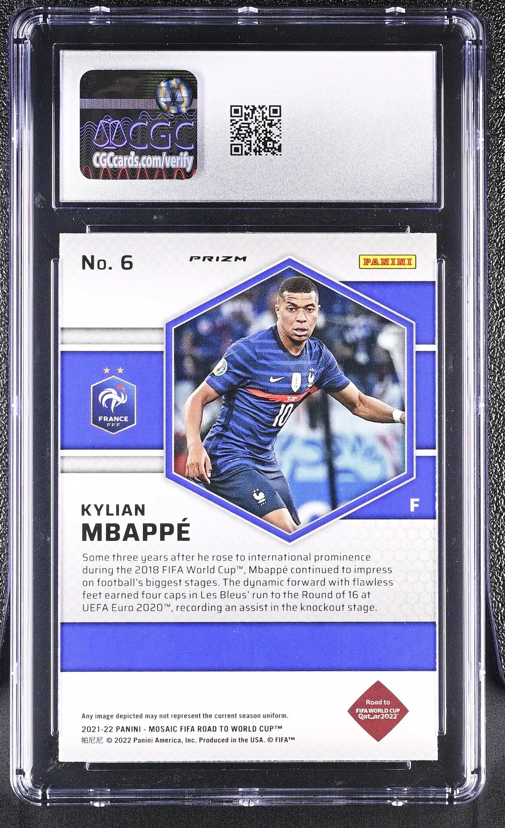 2021-22 Panini Mosaic World Cup Kylian Mbappe Reactive Gold CGC 9 