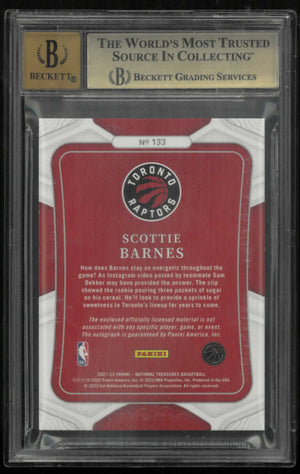 2021-22 Panini NT Rookie Autograph Patch Scottie Barnes Emerald 5/5 BGS 9.5 