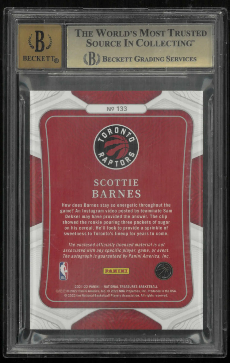 2021-22 Panini NT Rookie Autograph Patch Scottie Barnes Emerald 5/5 BGS 9.5 