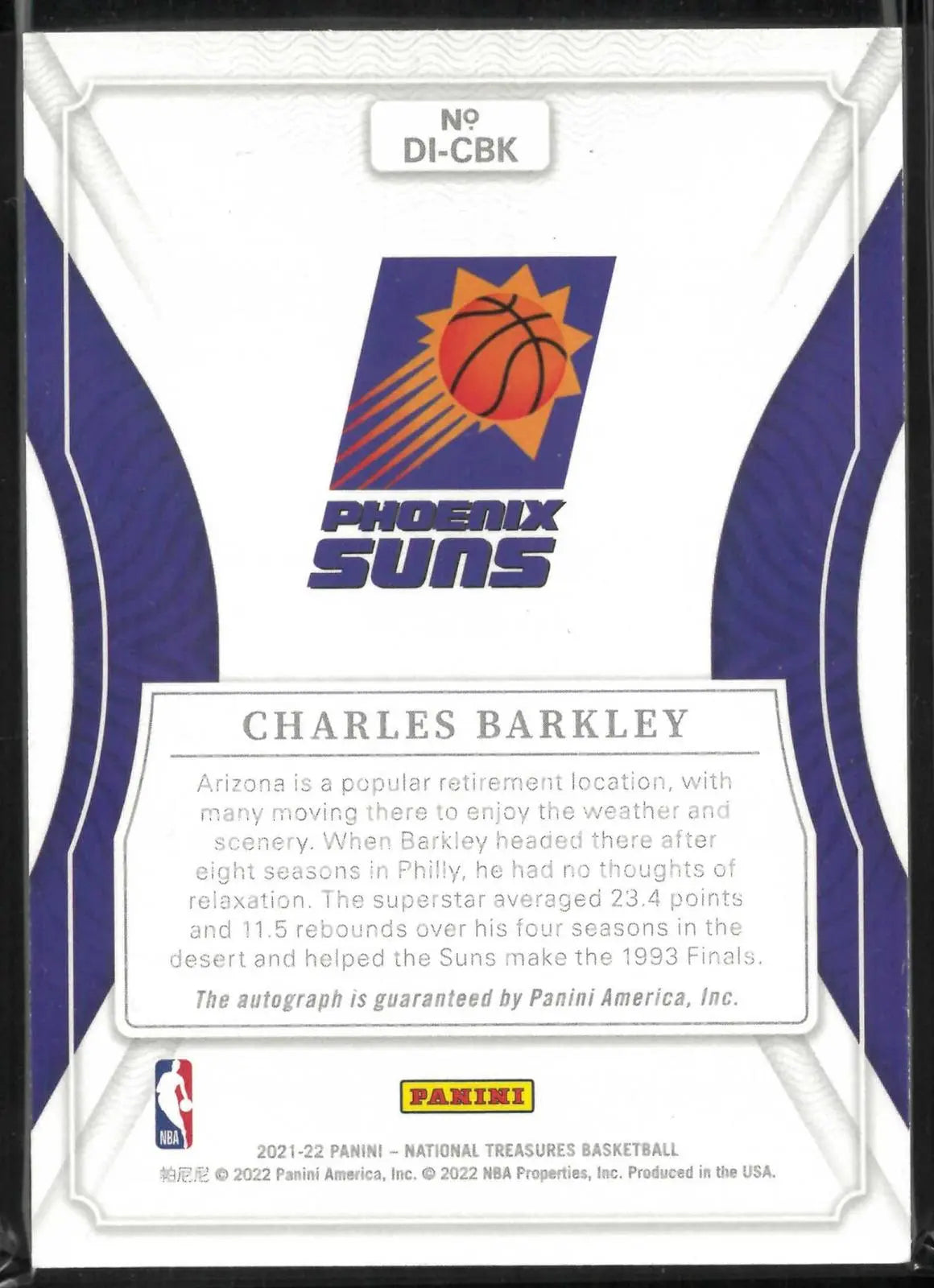 2021-22 Panini National Treasures Definitive Autograph Charles Barkley Auto /49 