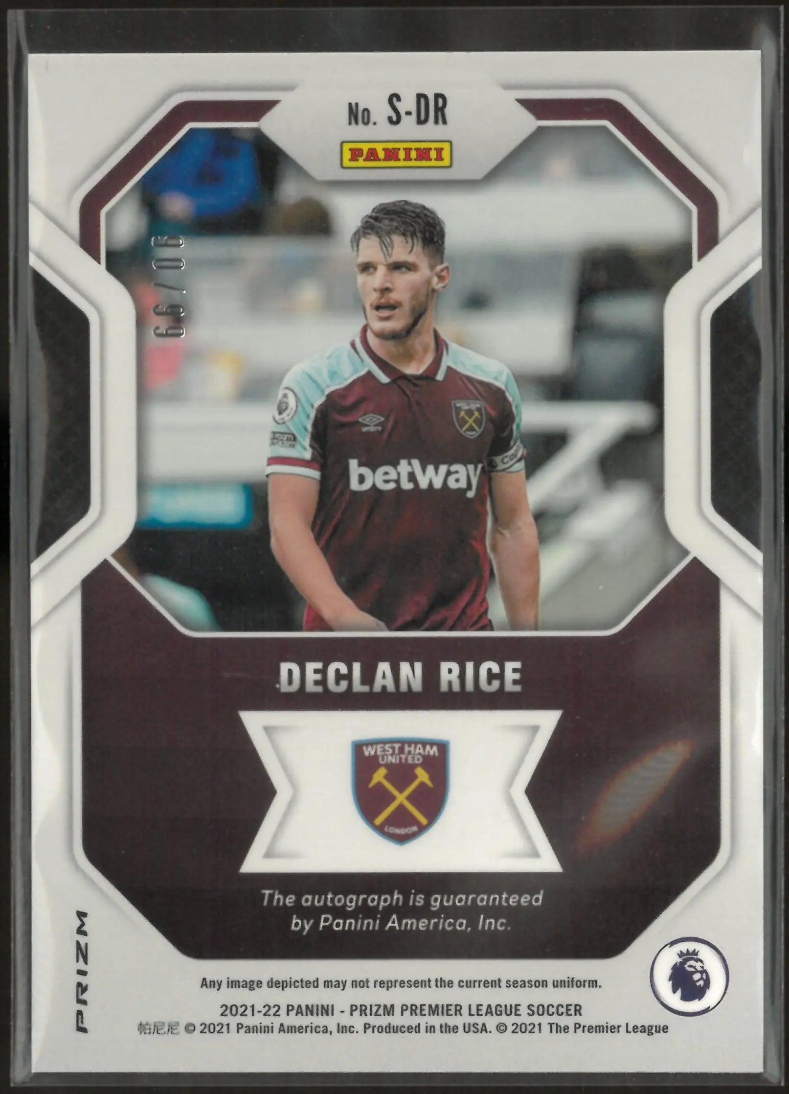 2021-22 Panini Prizm Premier League Autograph Declan Rice Auto /99 