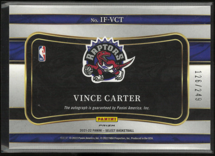 2021-22 Panini Select In Flight Autograph Vince Carter Auto 