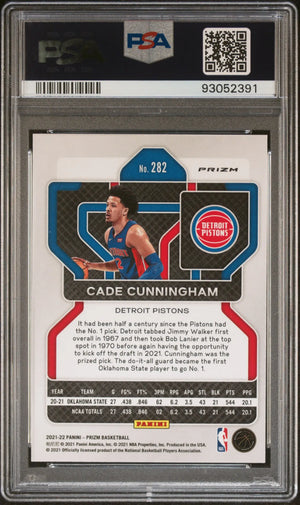 2021-22 Prizm Basketball Cade Cunningham RC Rookie #282 Silver Prizm PSA 9 