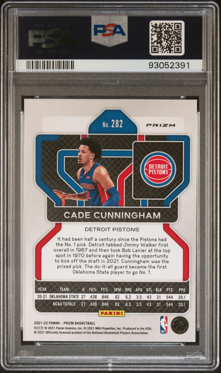 2021-22 Prizm Basketball Cade Cunningham RC Rookie #282 Silver Prizm PSA 9 