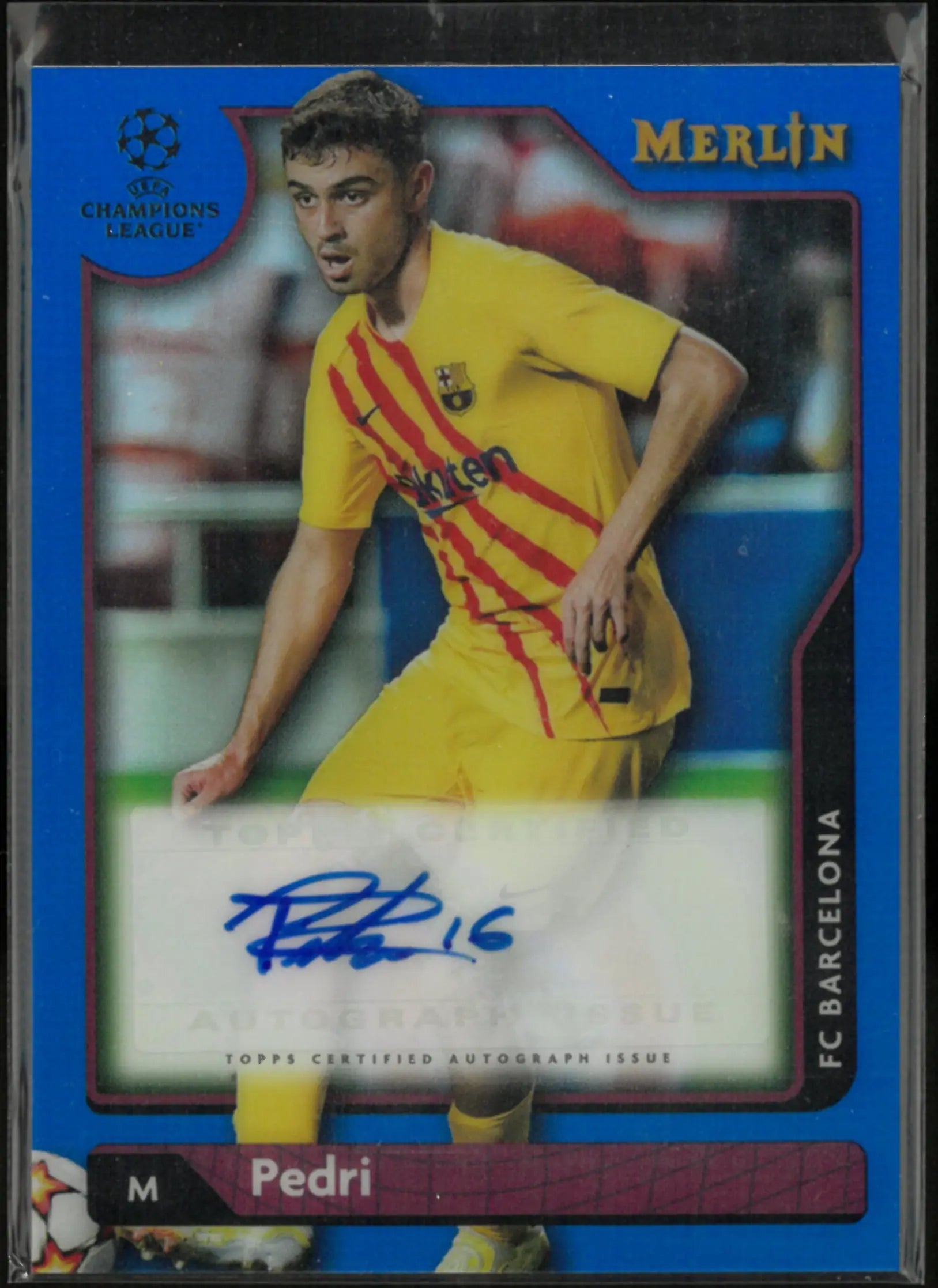 2021/22 Topps Merlin Chrome Autograph Pedri Auto Blue /75 