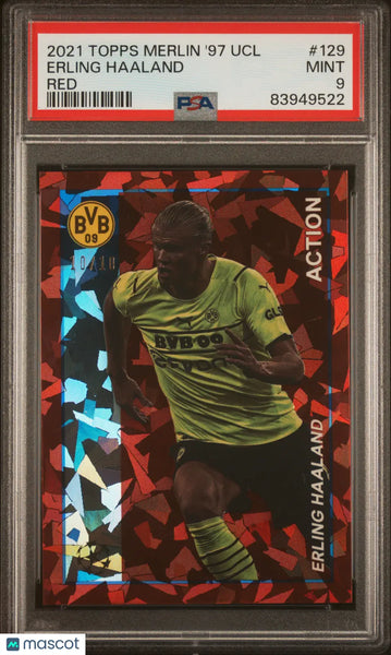 その他 haaland psa9 Erling Haaland Topps Merlin Heritage '97 Red PSA 9 Card