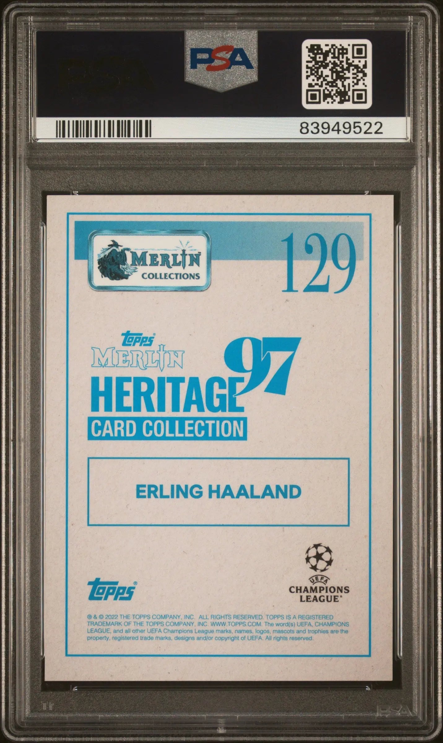 2021-22 Topps Merlin Heritage '97 UEFA CL Erling Haaland Red PSA 9 10/10 