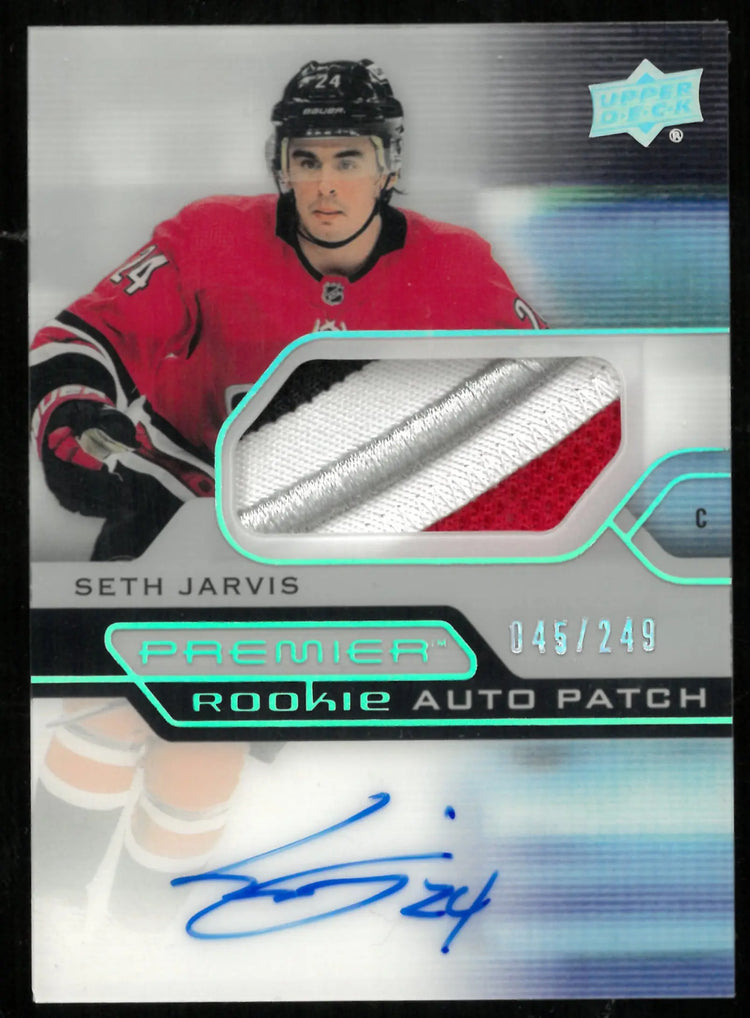 2021-22 UD Premier Seth Jarvis RC Rookie Patch Auto /249 