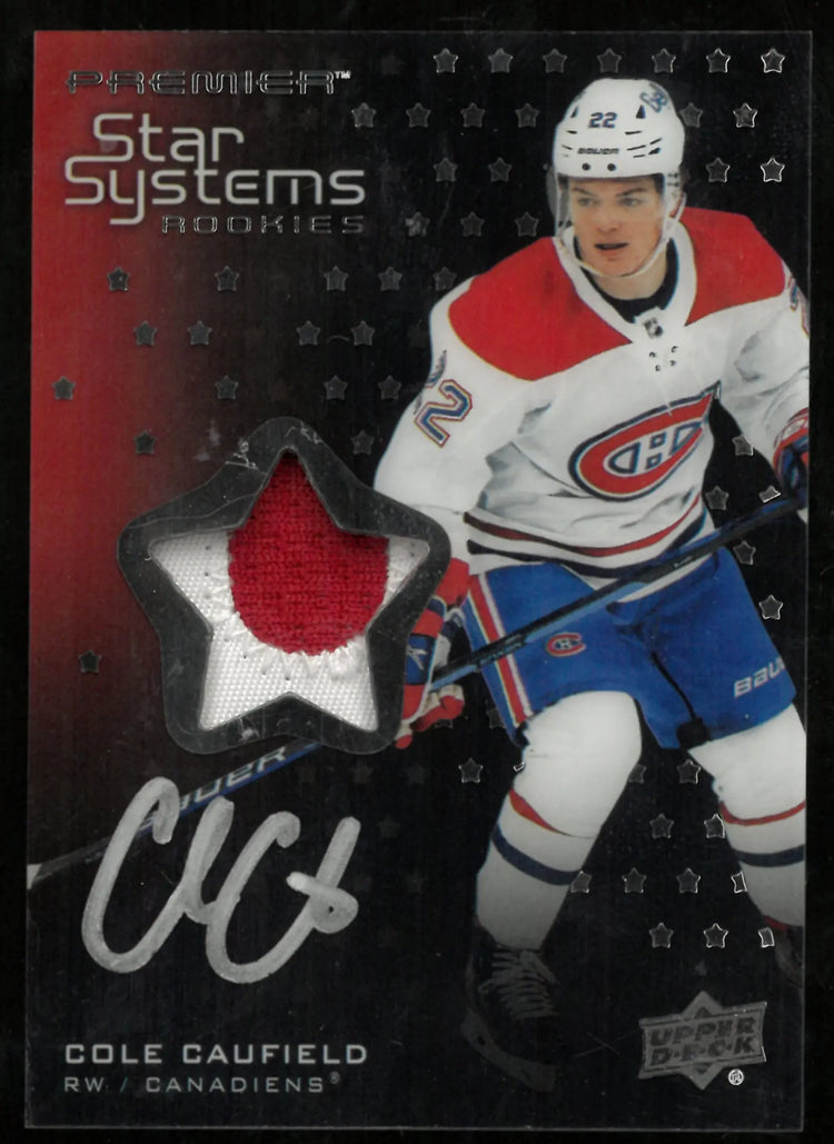 2021-22 UD Premier Star Systems RC Rookie Patch Auto Cole Caufield /25 