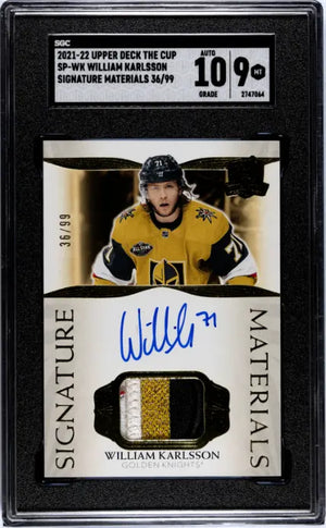 2021-22 UD The Cup Auto Signature Materials Patch William Karlsson /99 SGC 9 