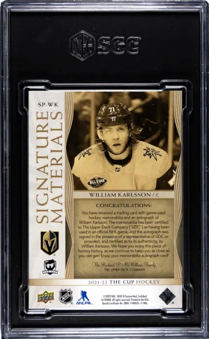 2021-22 UD The Cup Auto Signature Materials Patch William Karlsson /99 SGC 9 