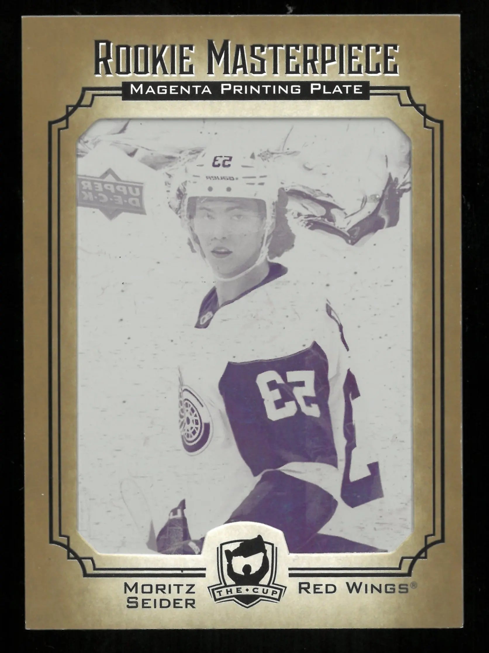 2021-22 UD The Cup Hockey Moritz Seider RC Masterpiece Magenta Printing Plate 1/1 